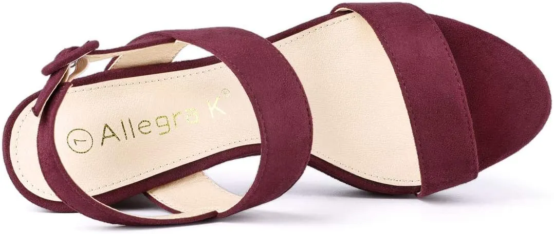 Allegra K Women's Slingback Platform Heels Chunky High Heel Sandals