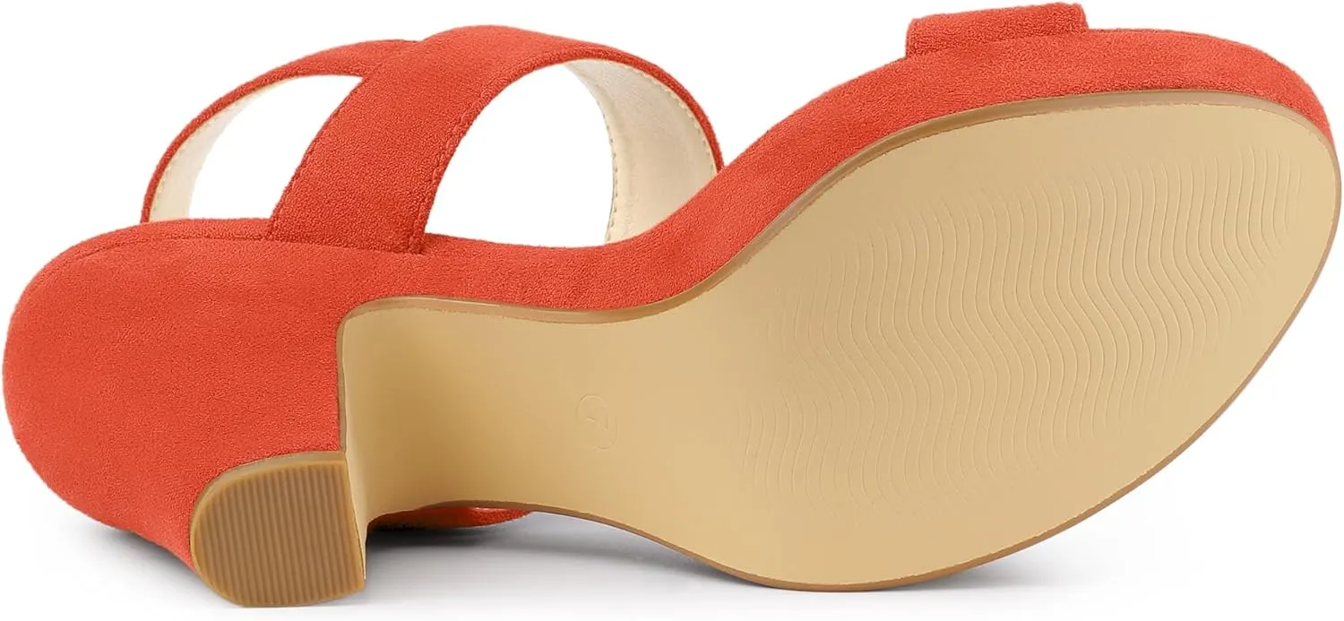 Allegra K Women's Slingback Platform Heels Chunky High Heel Sandals