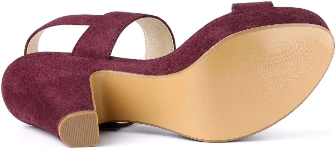 Allegra K Women's Slingback Platform Heels Chunky High Heel Sandals