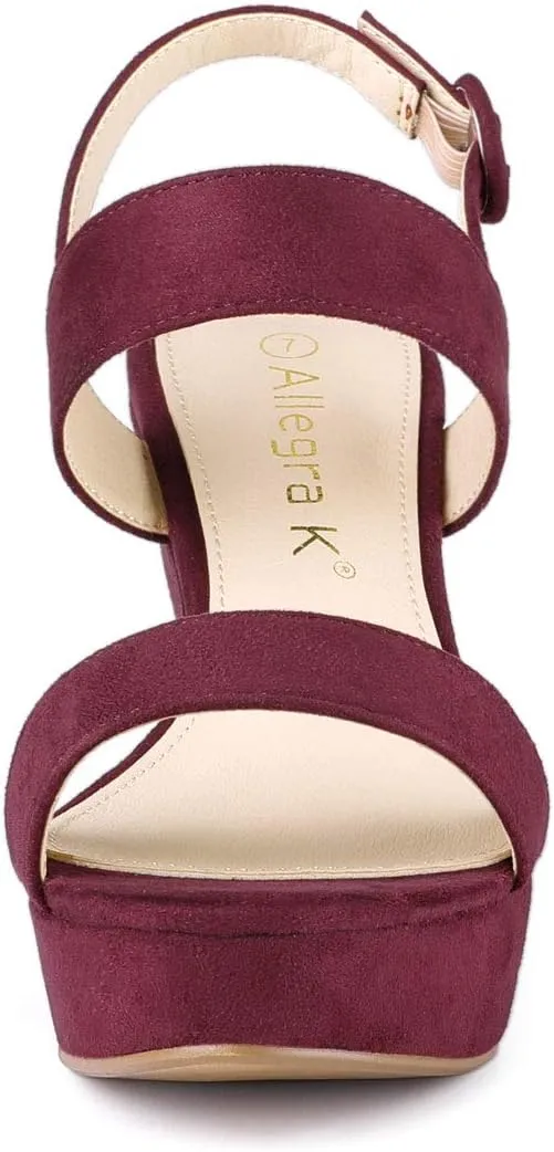 Allegra K Women's Slingback Platform Heels Chunky High Heel Sandals