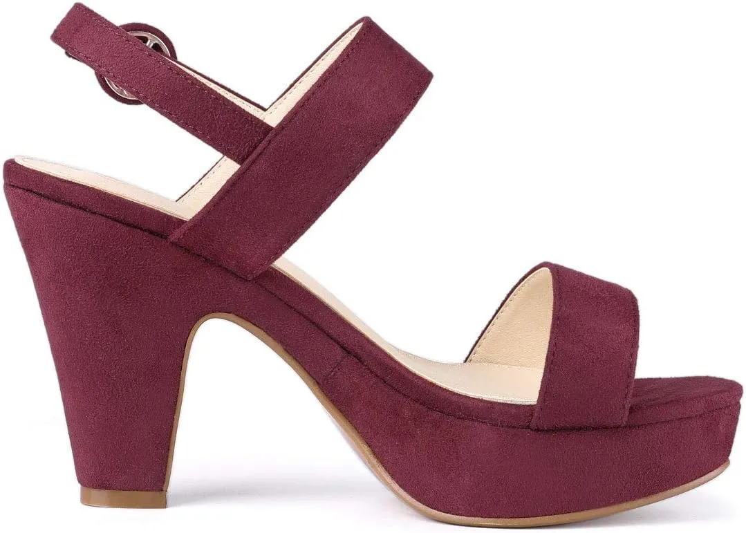 Allegra K Women's Slingback Platform Heels Chunky High Heel Sandals