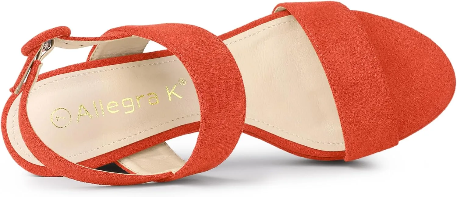 Allegra K Women's Slingback Platform Heels Chunky High Heel Sandals