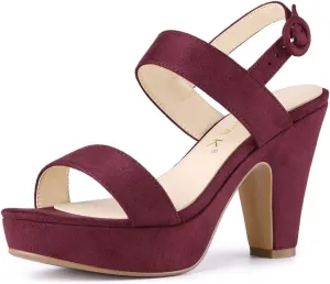 Allegra K Women's Slingback Platform Heels Chunky High Heel Sandals