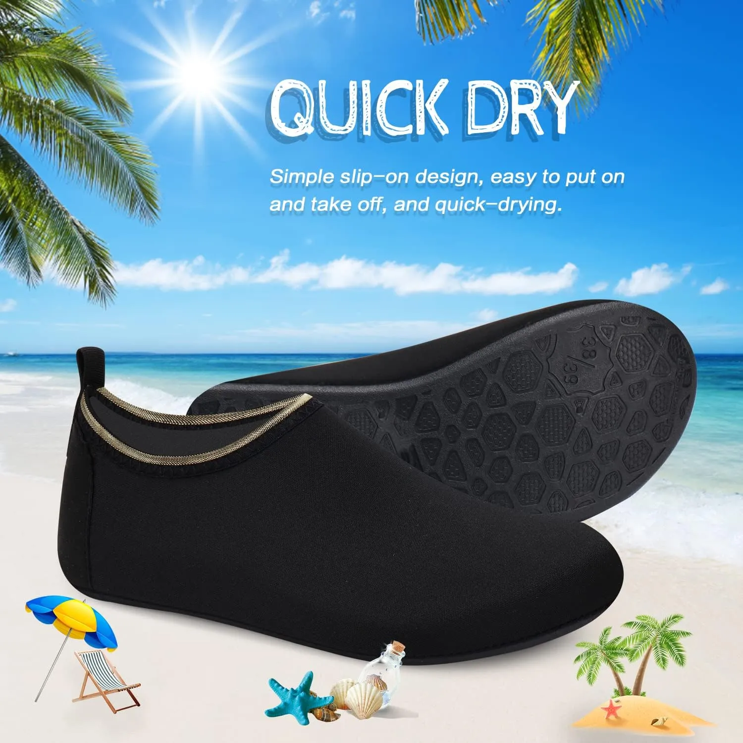ANLUKE Water Shoes Barefoot Aqua Yoga Socks Quick-Dry Beach Swim Surf Shoes for Women Men