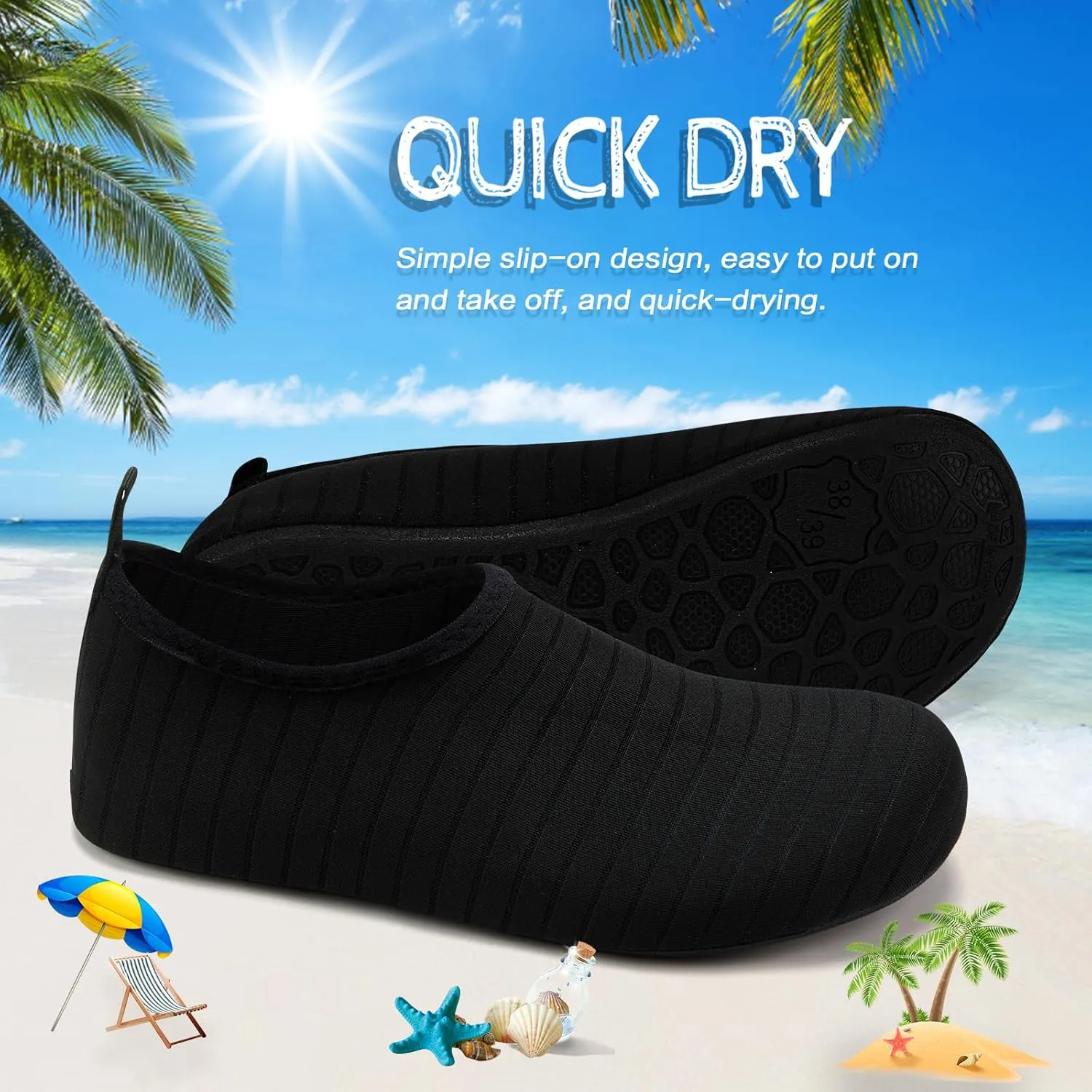 ANLUKE Water Shoes Barefoot Aqua Yoga Socks Quick-Dry Beach Swim Surf Shoes for Women Men