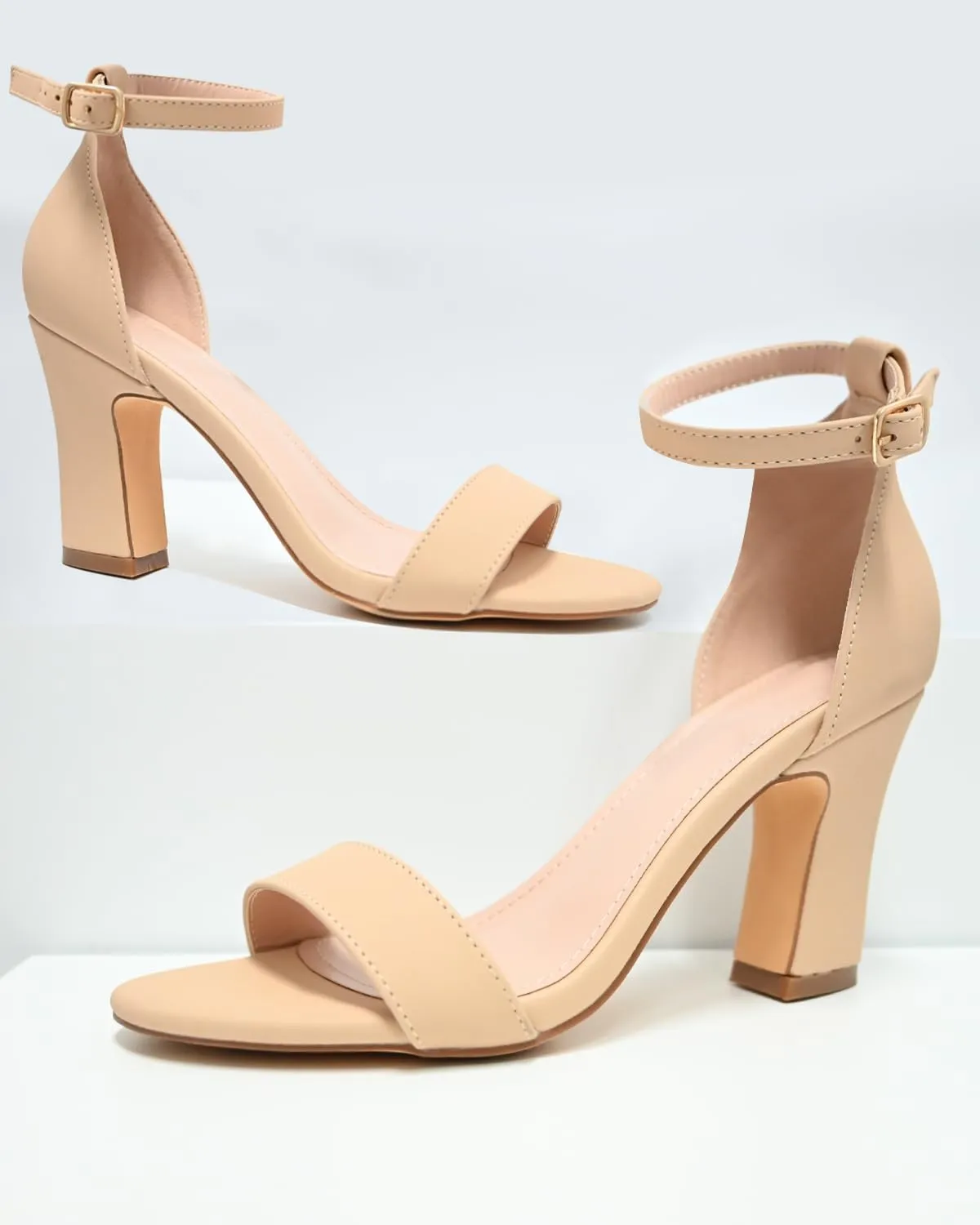 AUIZO Women's Open Toe Chunky Block High Heels 3.5 Inch Ankle Strap Heeled Sandals Strappy Buckle Heeled Sandal for Women Dressy Comfortable Work Pump Sandals
