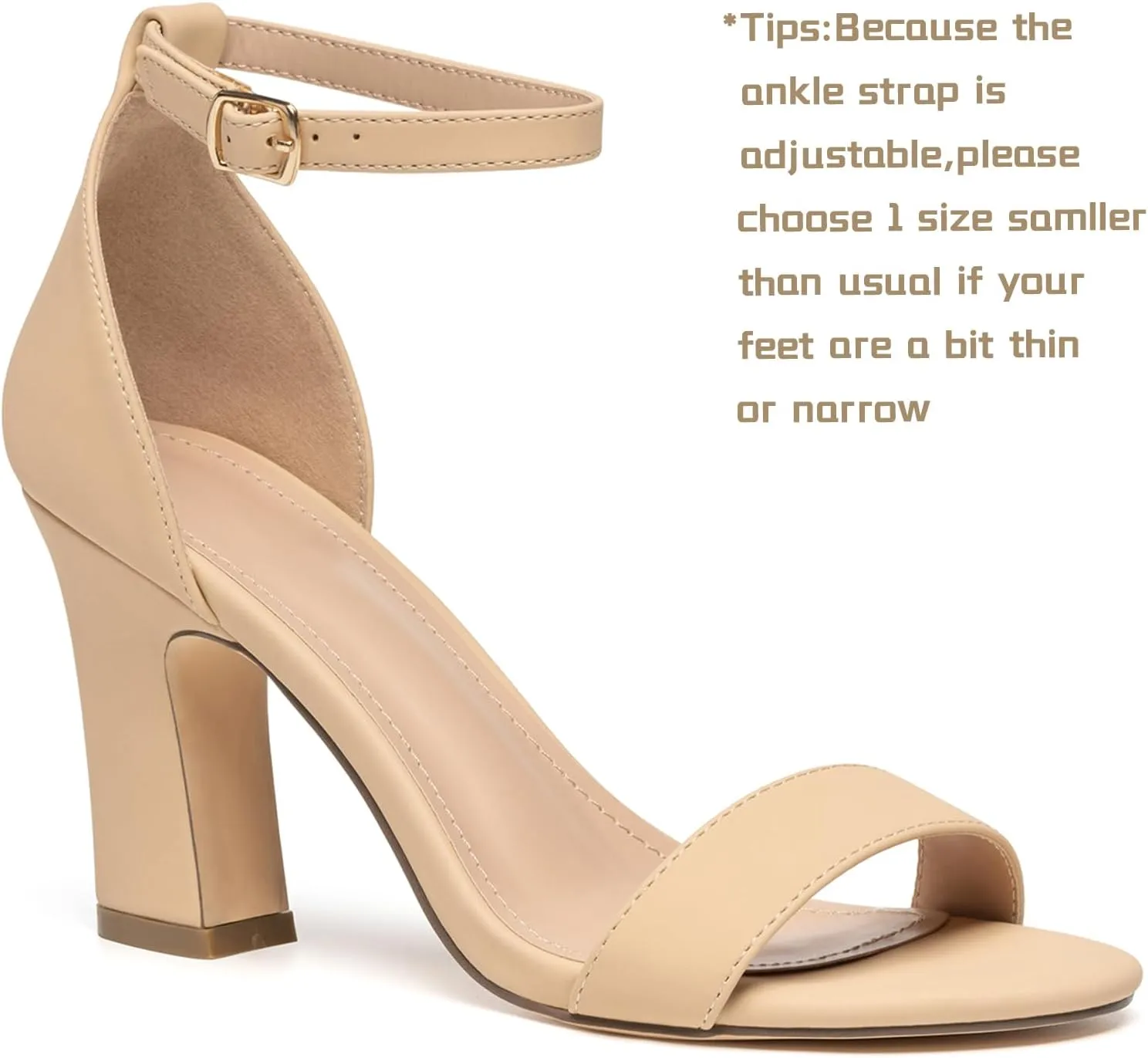 AUIZO Women's Open Toe Chunky Block High Heels 3.5 Inch Ankle Strap Heeled Sandals Strappy Buckle Heeled Sandal for Women Dressy Comfortable Work Pump Sandals