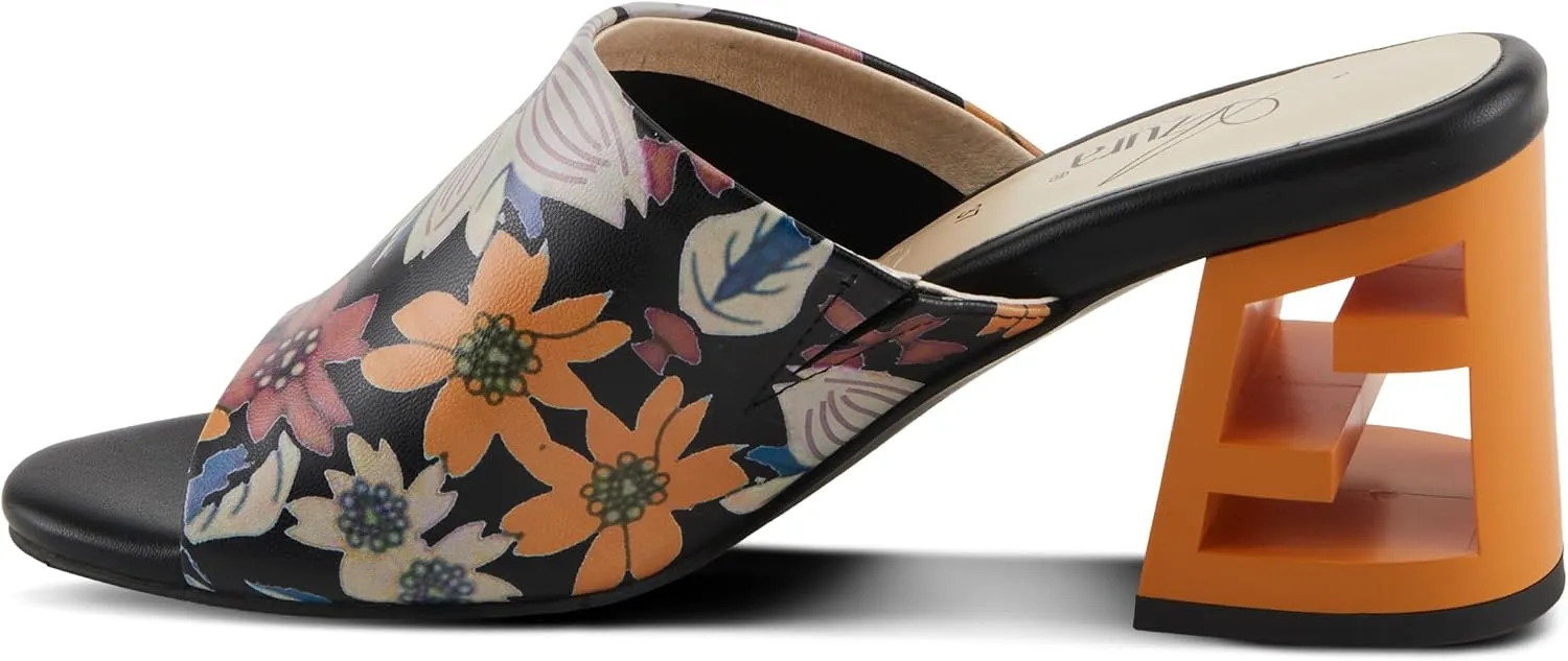Azura Sculptor Slide Sandals for Women | High Heels with Leather Heel Design