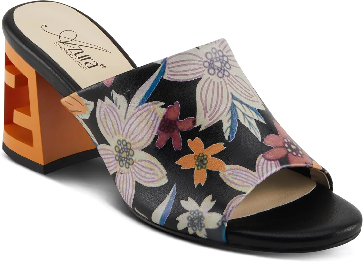 Azura Sculptor Slide Sandals for Women | High Heels with Leather Heel Design