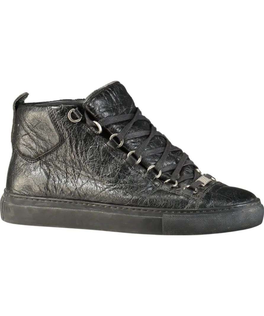 Balenciaga Black Arena Leather High Top Trainers UK 6 EU 39 