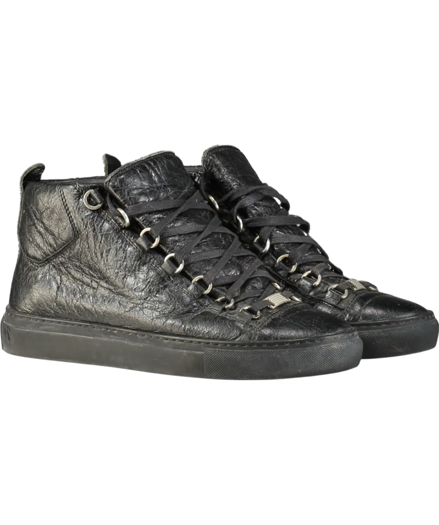 Balenciaga Black Arena Leather High Top Trainers UK 6 EU 39 