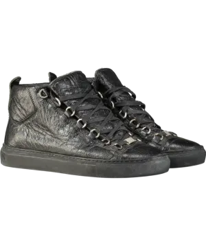 Balenciaga Black Arena Leather High Top Trainers UK 6 EU 39 