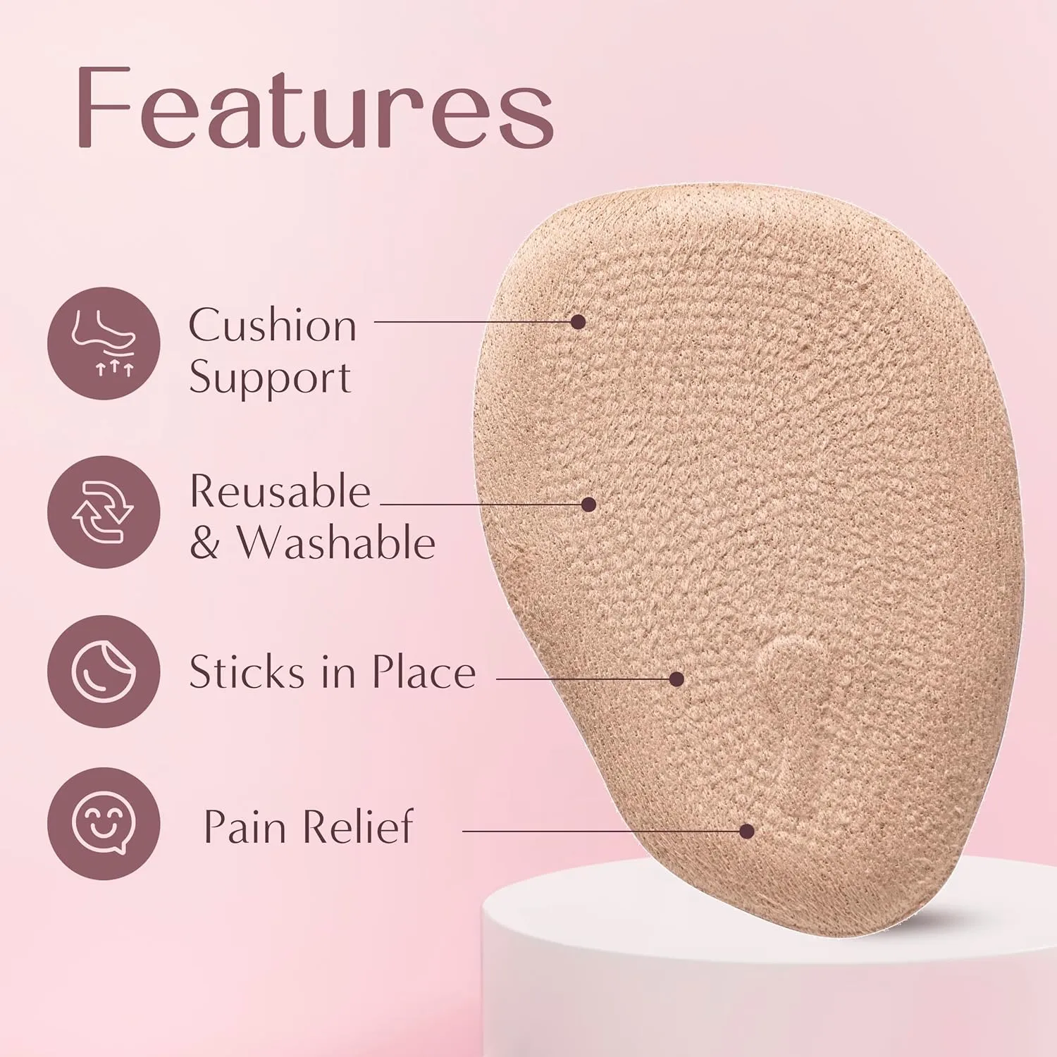 Ball of Foot Cushions for Women, High Heel Metatarsal Pads Women, All Day Comfort Heel Inserts, Foot Pads for Balls of Feet, One Size Fits All (Beige, 4)