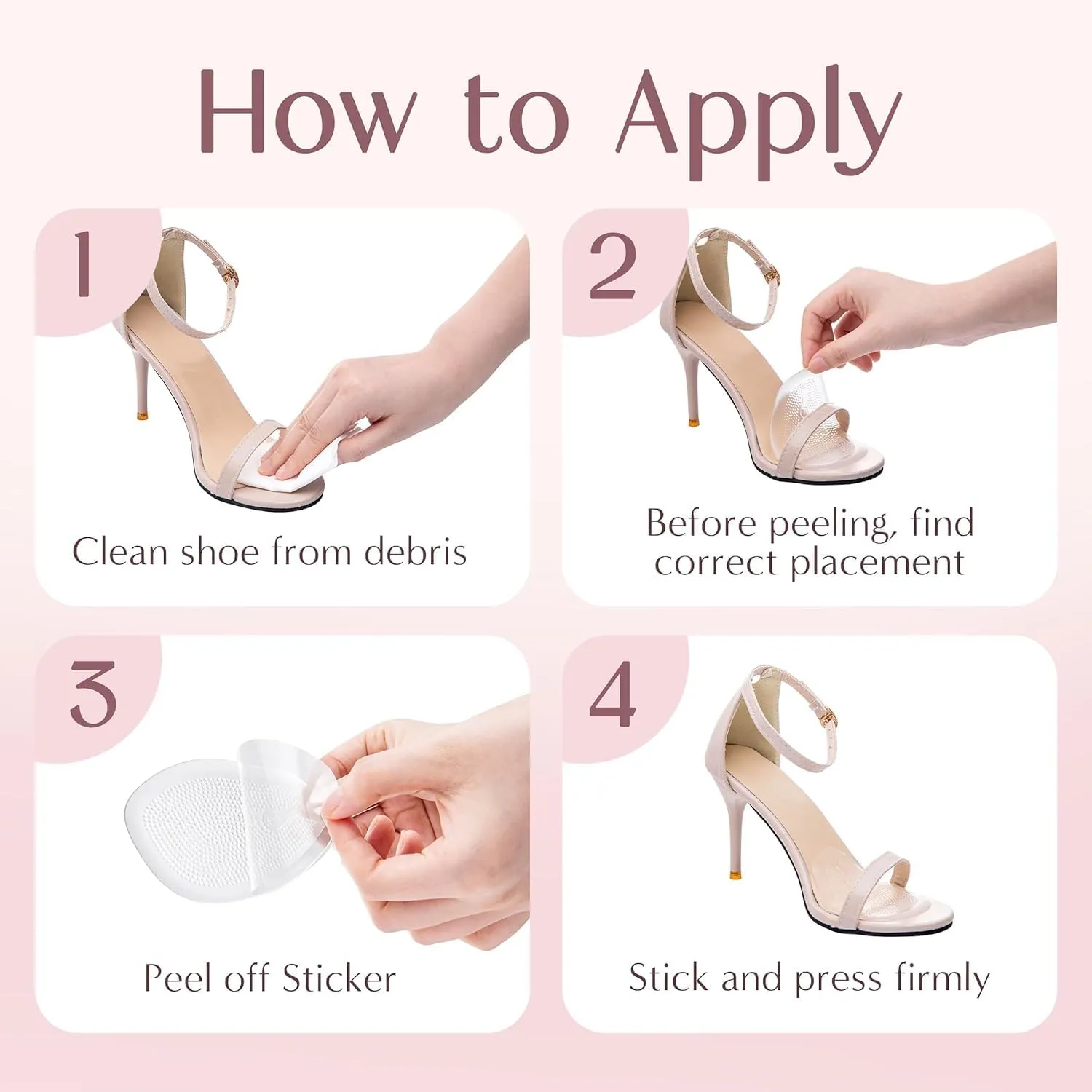 Ball of Foot Cushions for Women, High Heel Metatarsal Pads Women, All Day Comfort Heel Inserts, Foot Pads for Balls of Feet, One Size Fits All (Beige, 4)