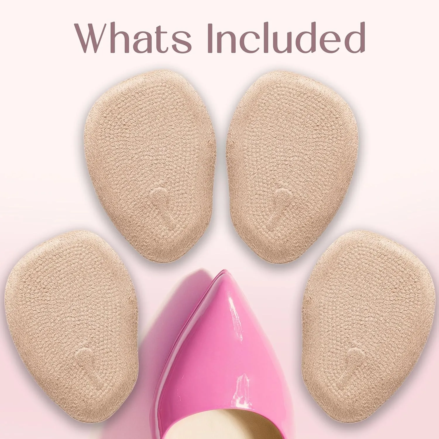 Ball of Foot Cushions for Women, High Heel Metatarsal Pads Women, All Day Comfort Heel Inserts, Foot Pads for Balls of Feet, One Size Fits All (Beige, 4)