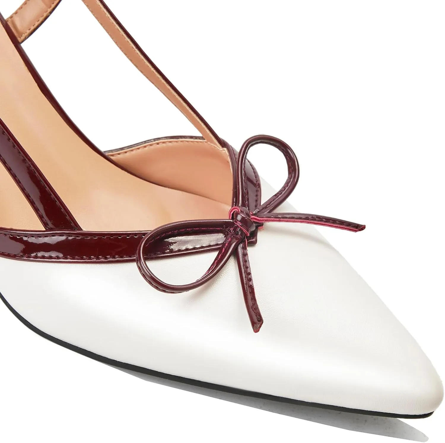 Beauty Cry Slingback Kitten Pumps for Women Satin Bow Pointed Toe Low Heel Work Dress Heeled Sandals