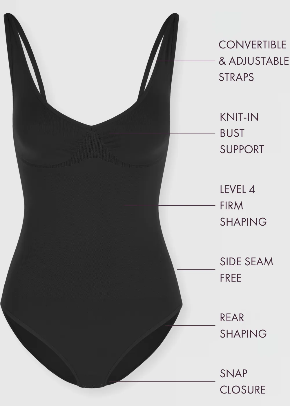 Bella Convertible V-Neck Shaping Bodysuit - Seamless
