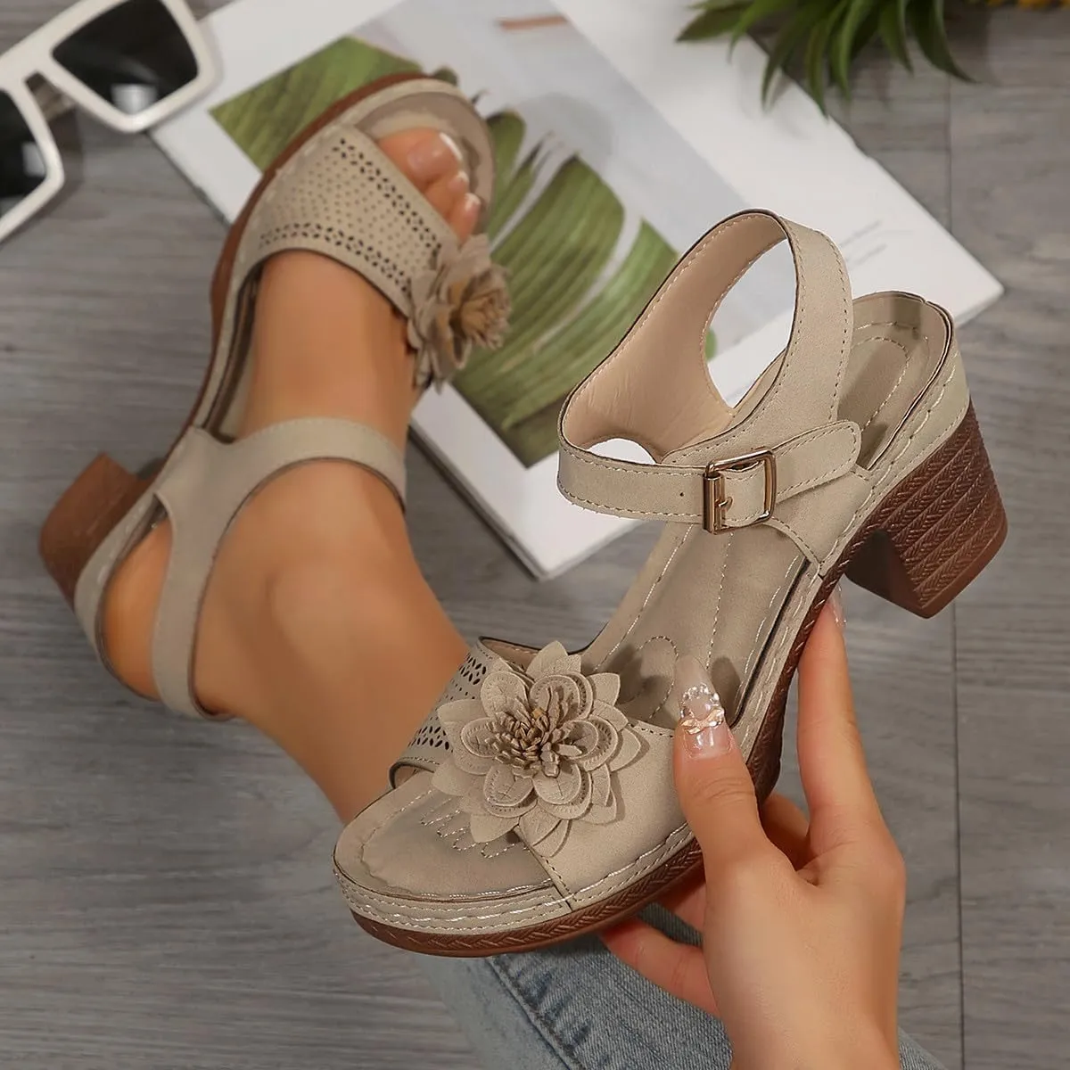 Block Heel Sandals For Women Platform Shoes Square Open Toe Ankle Strap High Heeled Sandals Y2K Shoes For Party