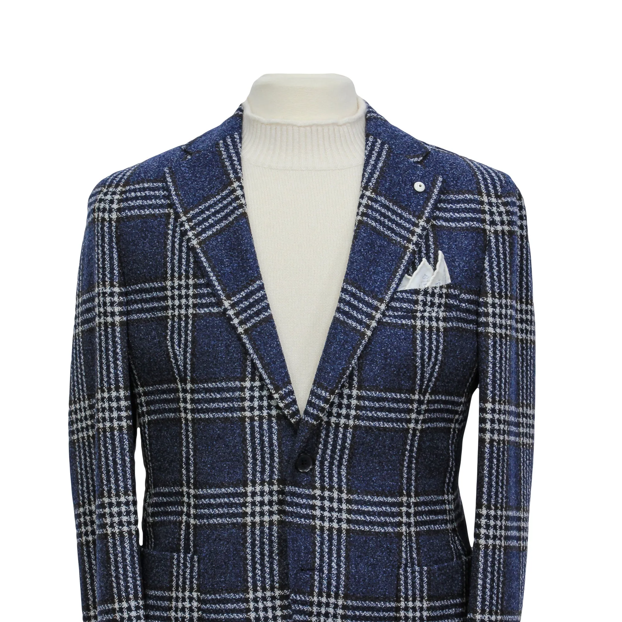 Blue Glen Check Wool Unconstructed Contemporary Sport Jacket - L.B.M. 1911