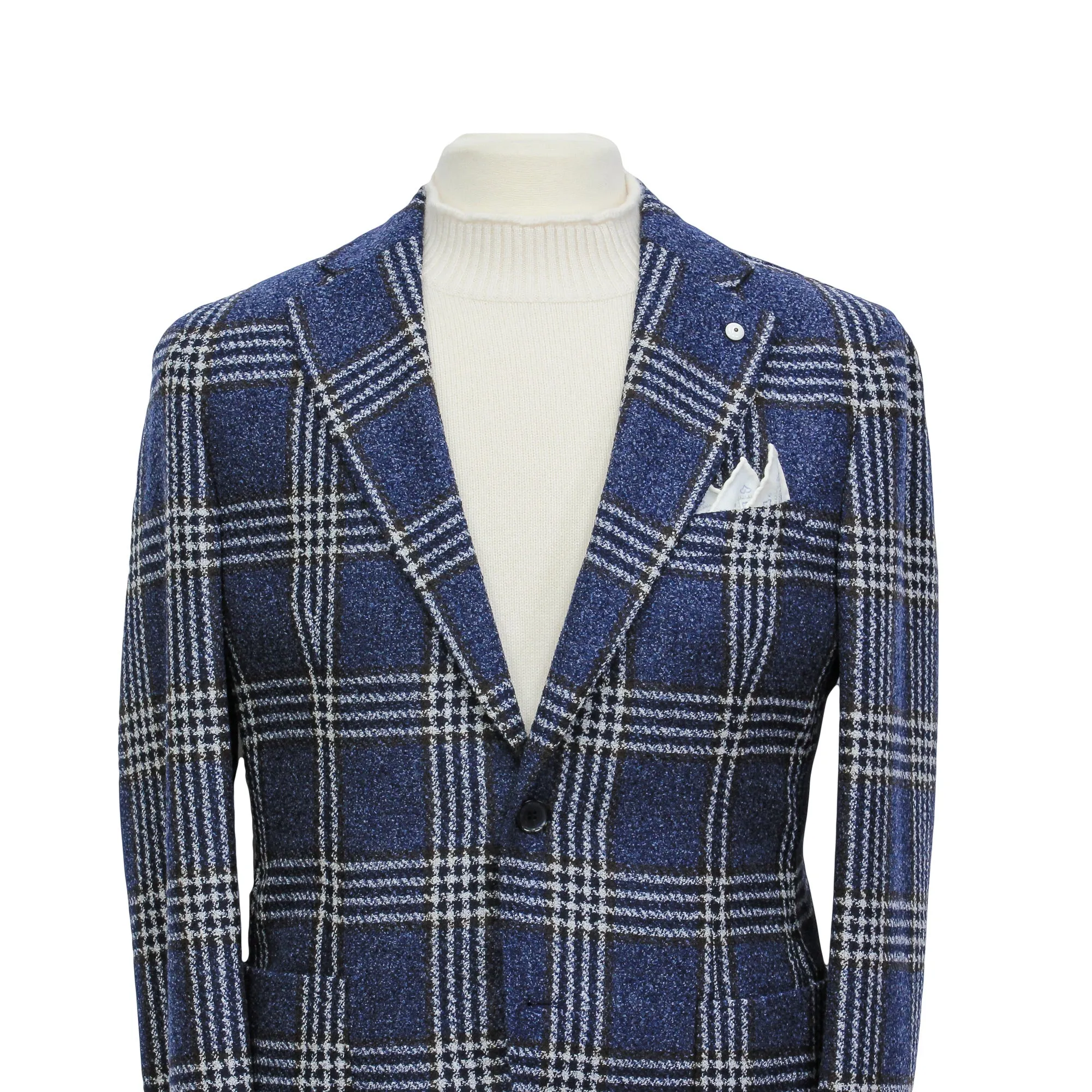 Blue Glen Check Wool Unconstructed Contemporary Sport Jacket - L.B.M. 1911