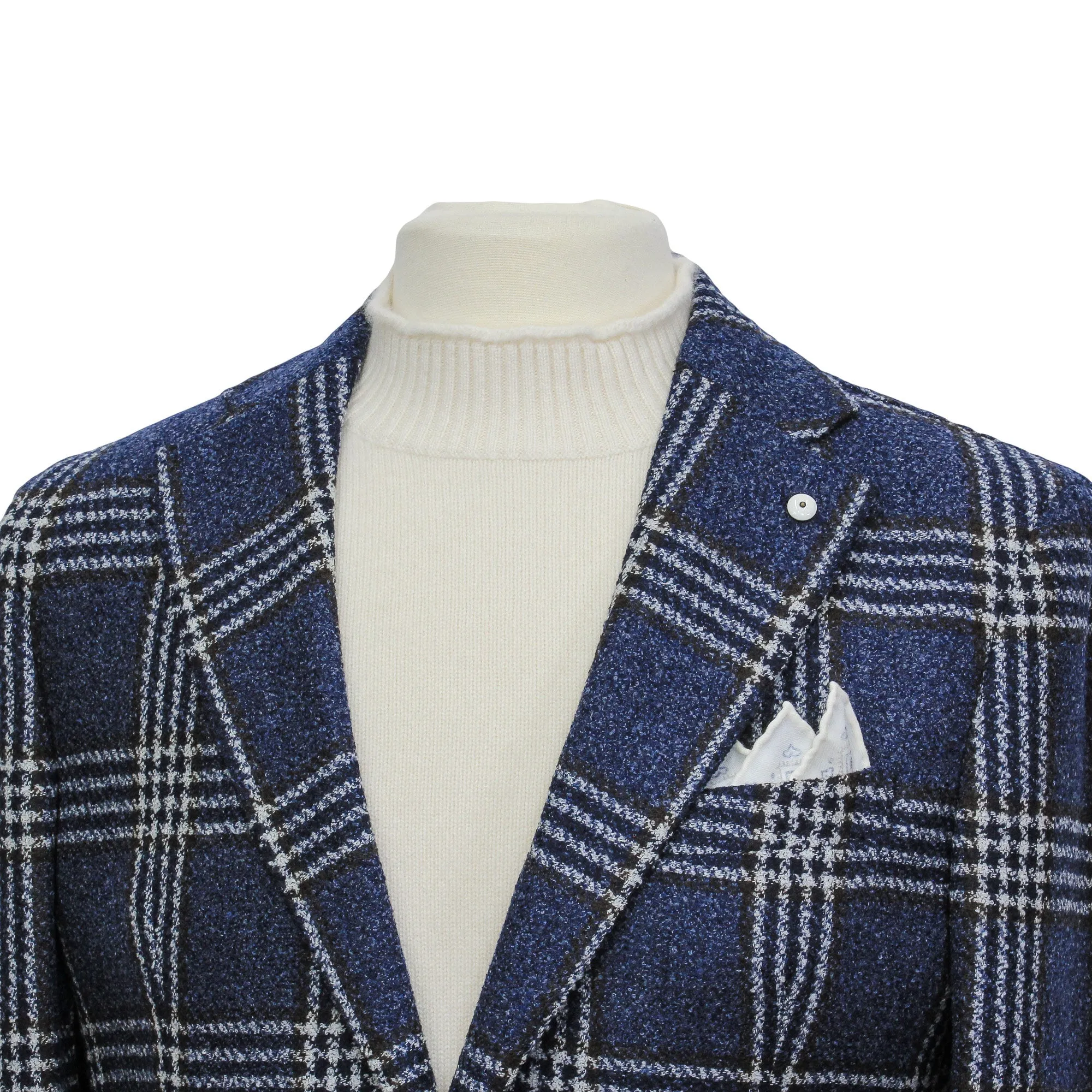 Blue Glen Check Wool Unconstructed Contemporary Sport Jacket - L.B.M. 1911