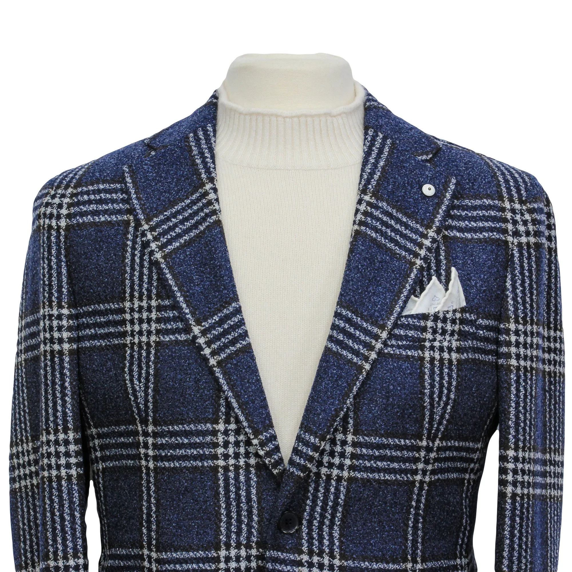 Blue Glen Check Wool Unconstructed Contemporary Sport Jacket - L.B.M. 1911
