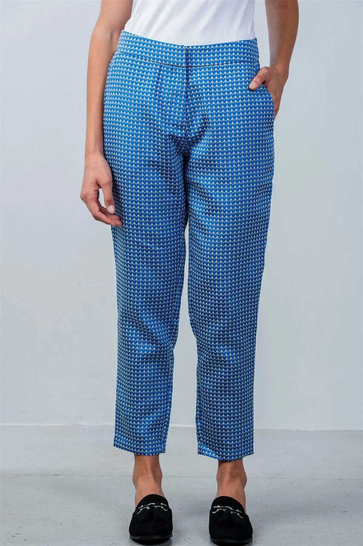 Blue Printed Ankle Length Pants /2-2-2