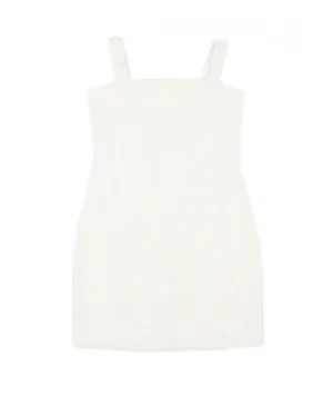 By Debra Girls White Boucle Straight Strap Dress