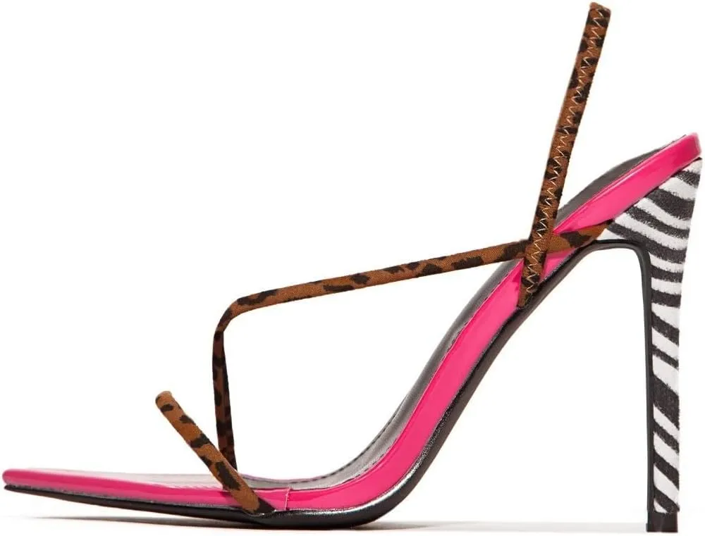 Cape Robbin Undressed Animal Strappy Open Toe Stiletto Single Sole Mule Sandals