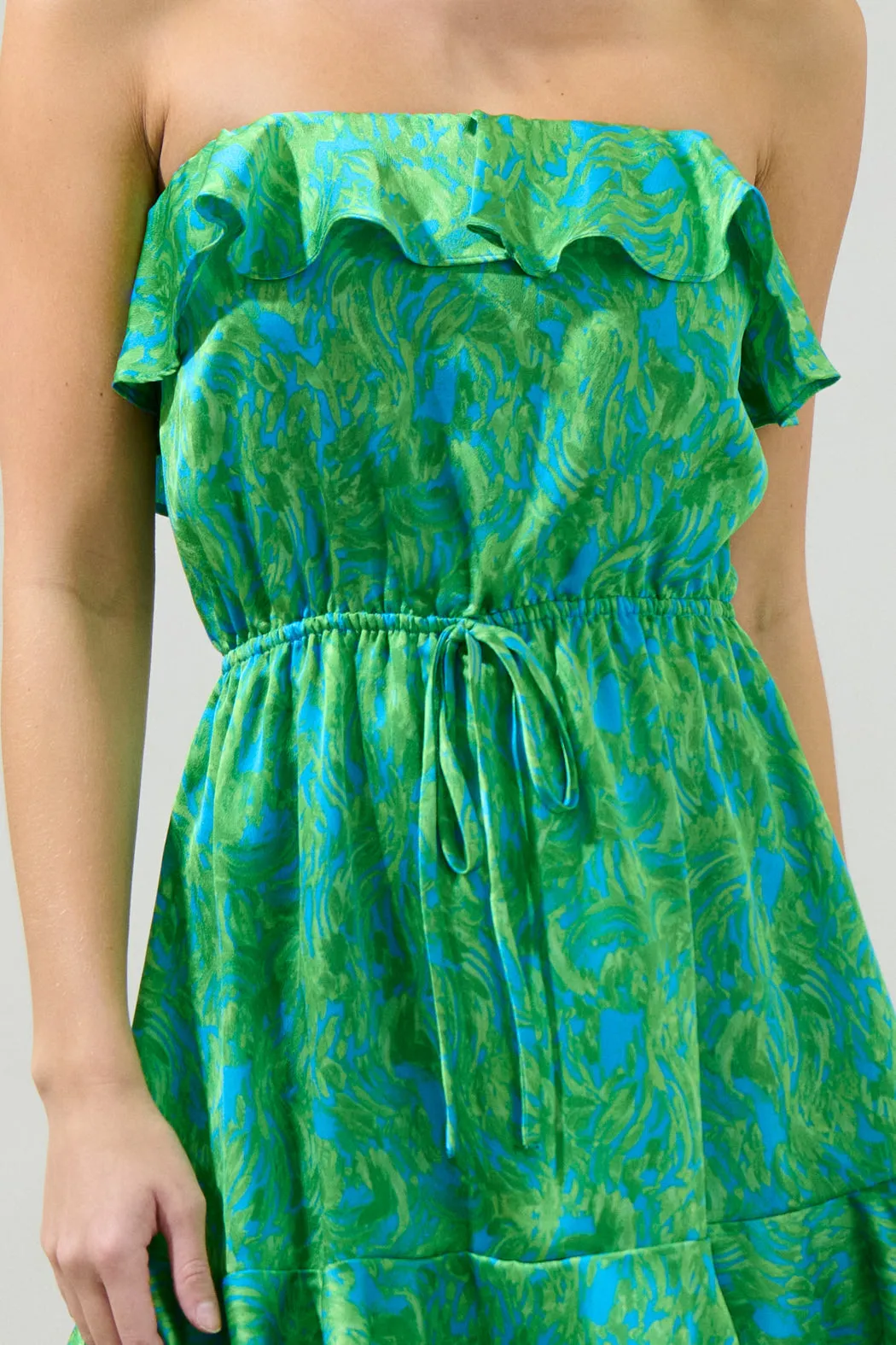 Cerena Floral Rain Dance Convertible Ruffle Flounce Mini Dress