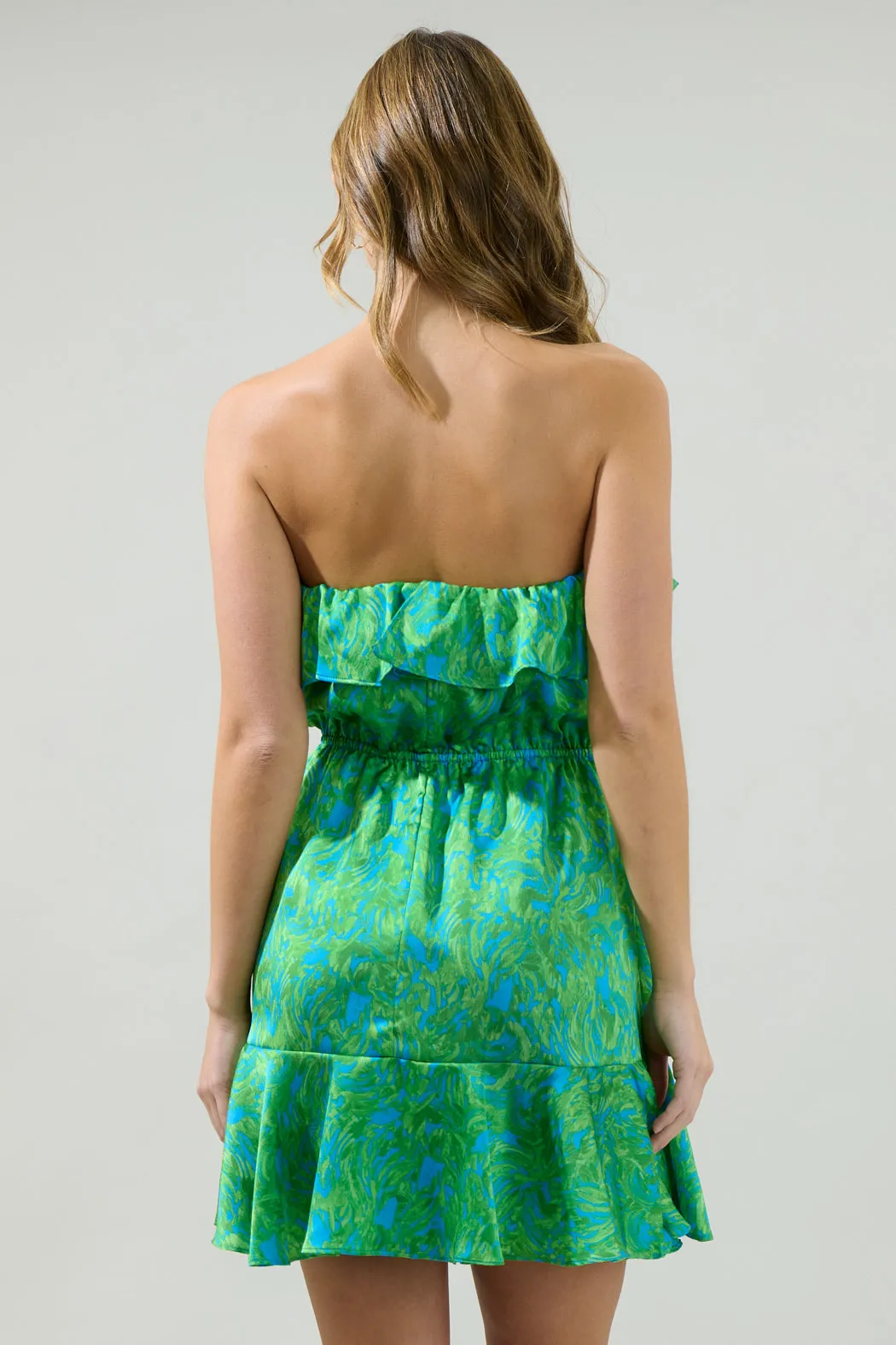 Cerena Floral Rain Dance Convertible Ruffle Flounce Mini Dress