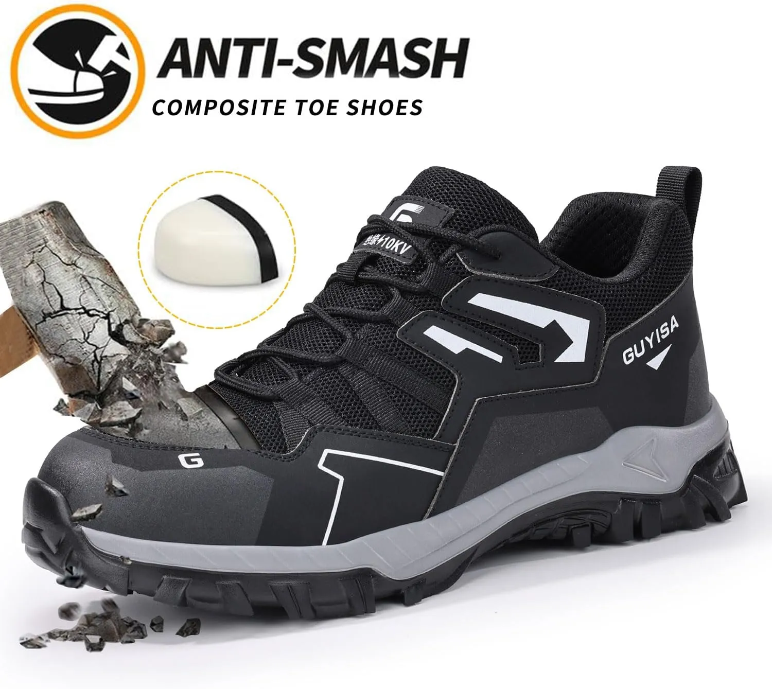 Composite Toe Shoes for Men Non Slip Safety Work Shoes Industrial Steel Toe Sneakers for Men.