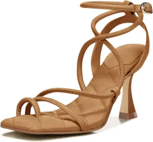 Coutgo Womens Strappy Square Toe Heels Sandals Lace Up Kitten Heeled Sandals Quilted Party Dress Shoes