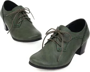 CYNLLIO Women's Block Chunky Heel Oxfords Shoes Vintage Lace-up Brogues Shoes Office Shoes Party Dress Shoes