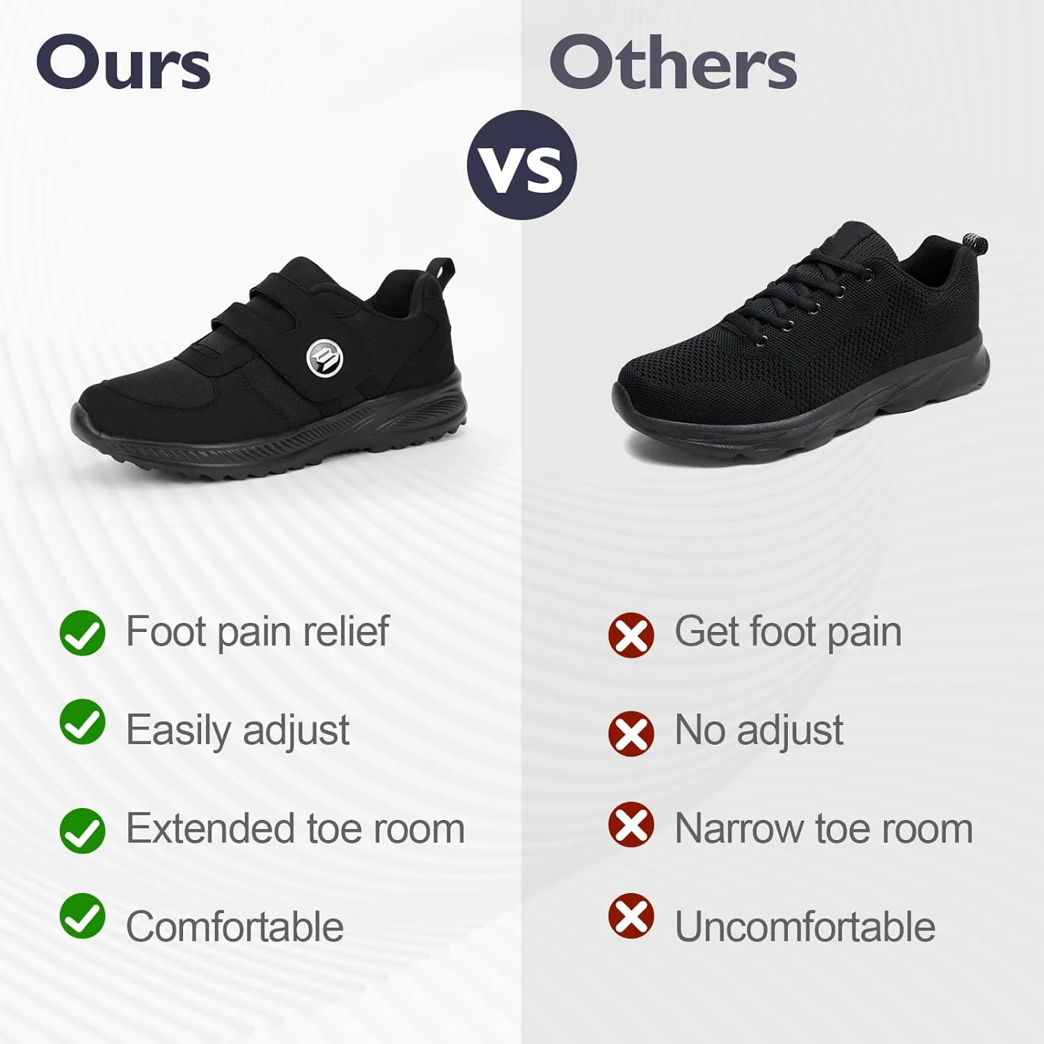 Diabetic Shoes for Women Men Extra Wide Shoes for Swollen Feet Adjustable Orthopedic Shoe Non Silp Neuropathy Walking Shoe for Elderly Foot