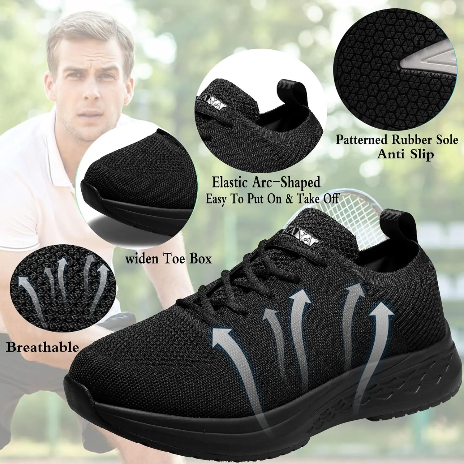 Diabetic Sneakers for Men Adjustable Widch Orthopedic for Swollen Feet | Foot Pain Relief