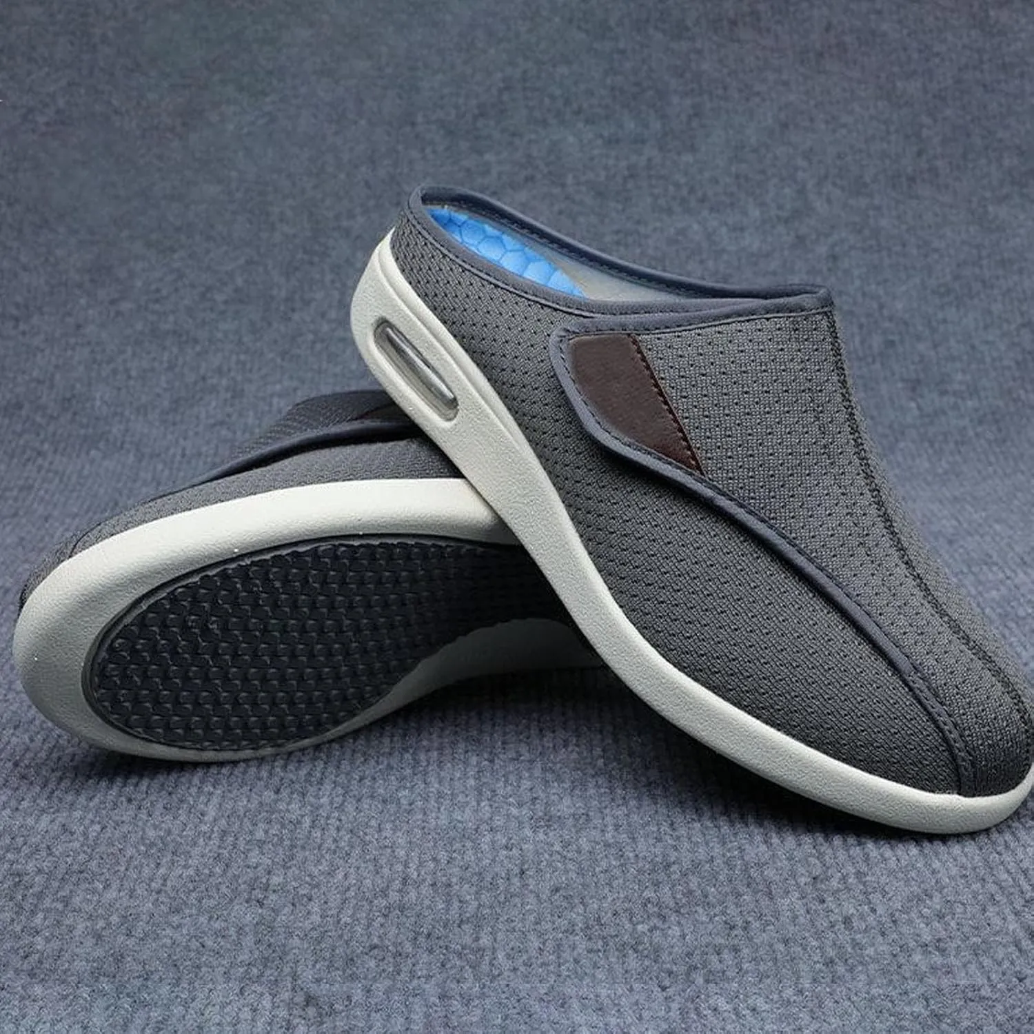 Elderly Sneakers for Swollen Feet Edema, Adjustable Extra Wide Walking Shoes for Men Women, Breathable Non-Slip Slip On Shoes(Men 6.5/Women 7,Off-White)