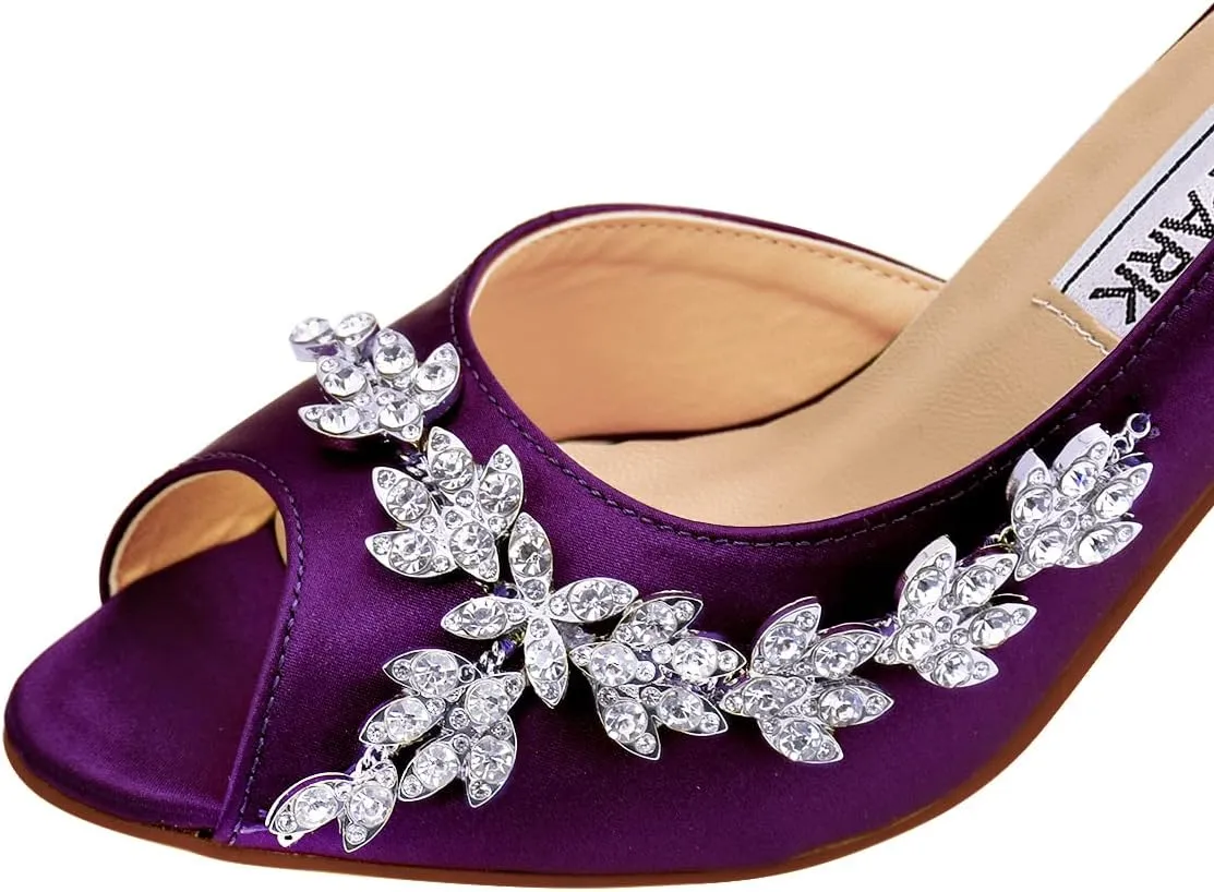 ELEGANTPARK Wedding Heels for Women Peep Toe Wedding Shoes for Bride High Heel Pumps Rhinestones Bridal Shoes Satin Evening Party Prom Dress Pumps