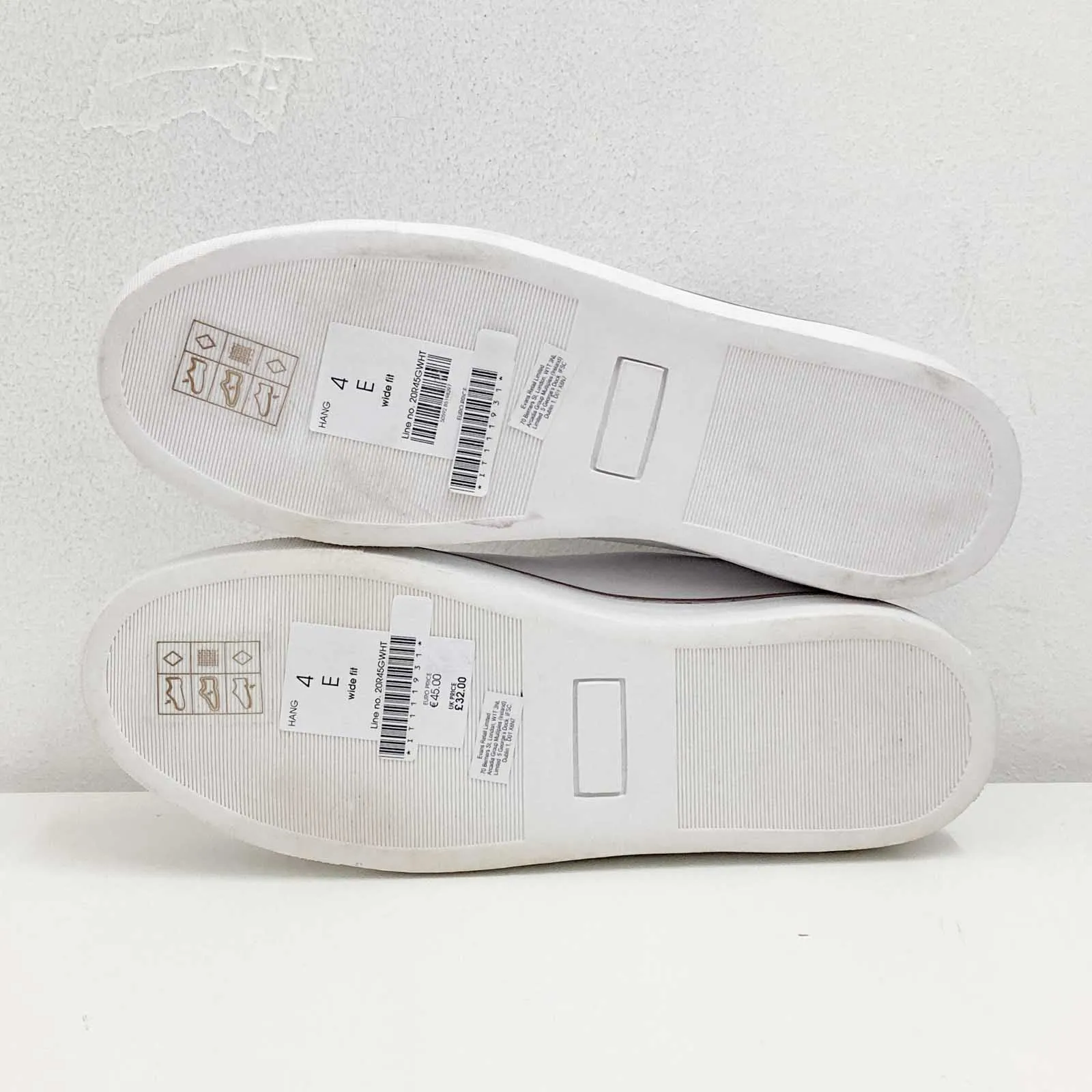 Evans White Faux Leather Lace Up Trainers UK 4E