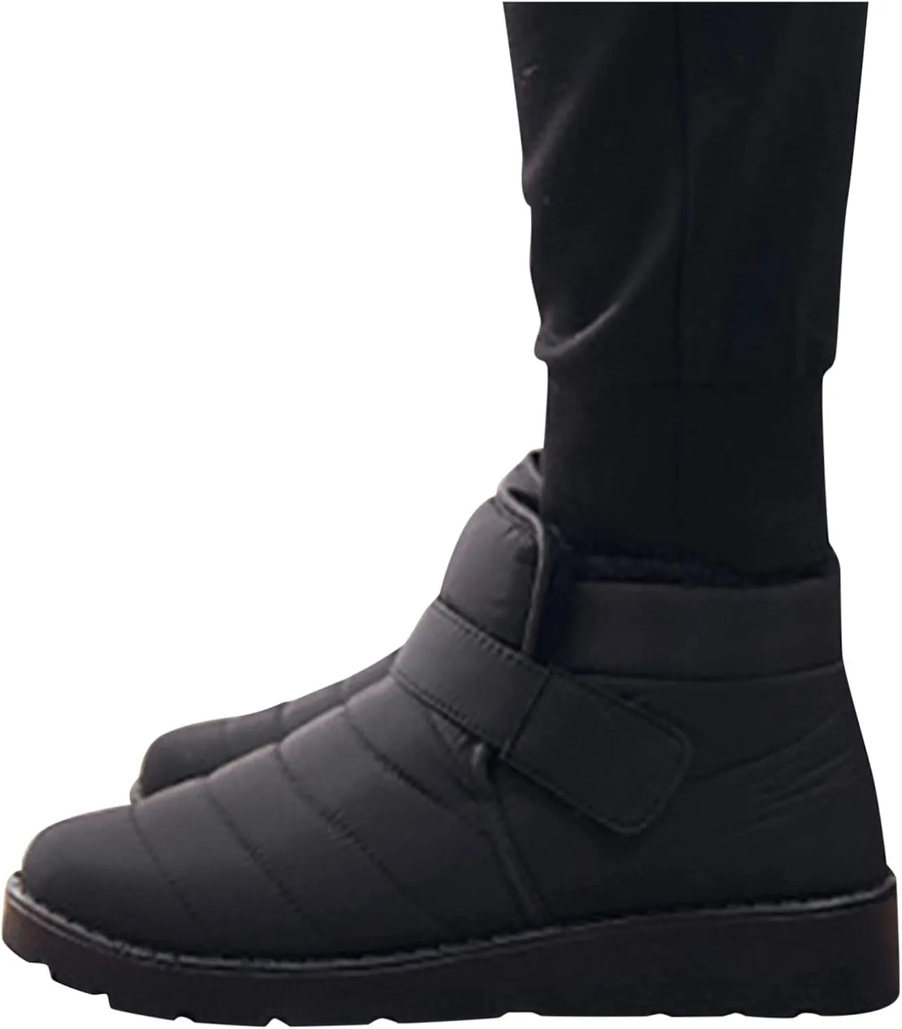 Fall Boots Womens Lug Sole Platform Anti Slip Shoes Winter Waterproof Boots Snow Slip On Ankle Fur Lined Booties