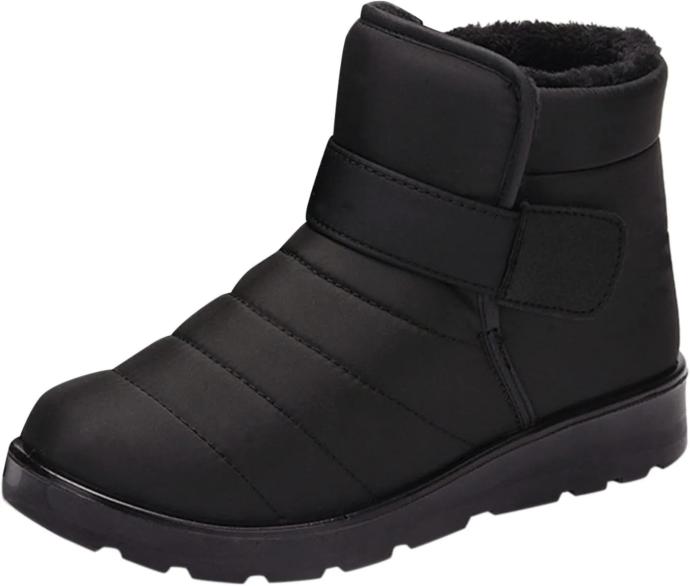 Fall Boots Womens Lug Sole Platform Anti Slip Shoes Winter Waterproof Boots Snow Slip On Ankle Fur Lined Booties