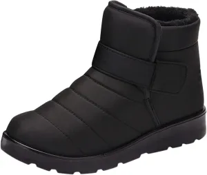 Fall Boots Womens Lug Sole Platform Anti Slip Shoes Winter Waterproof Boots Snow Slip On Ankle Fur Lined Booties