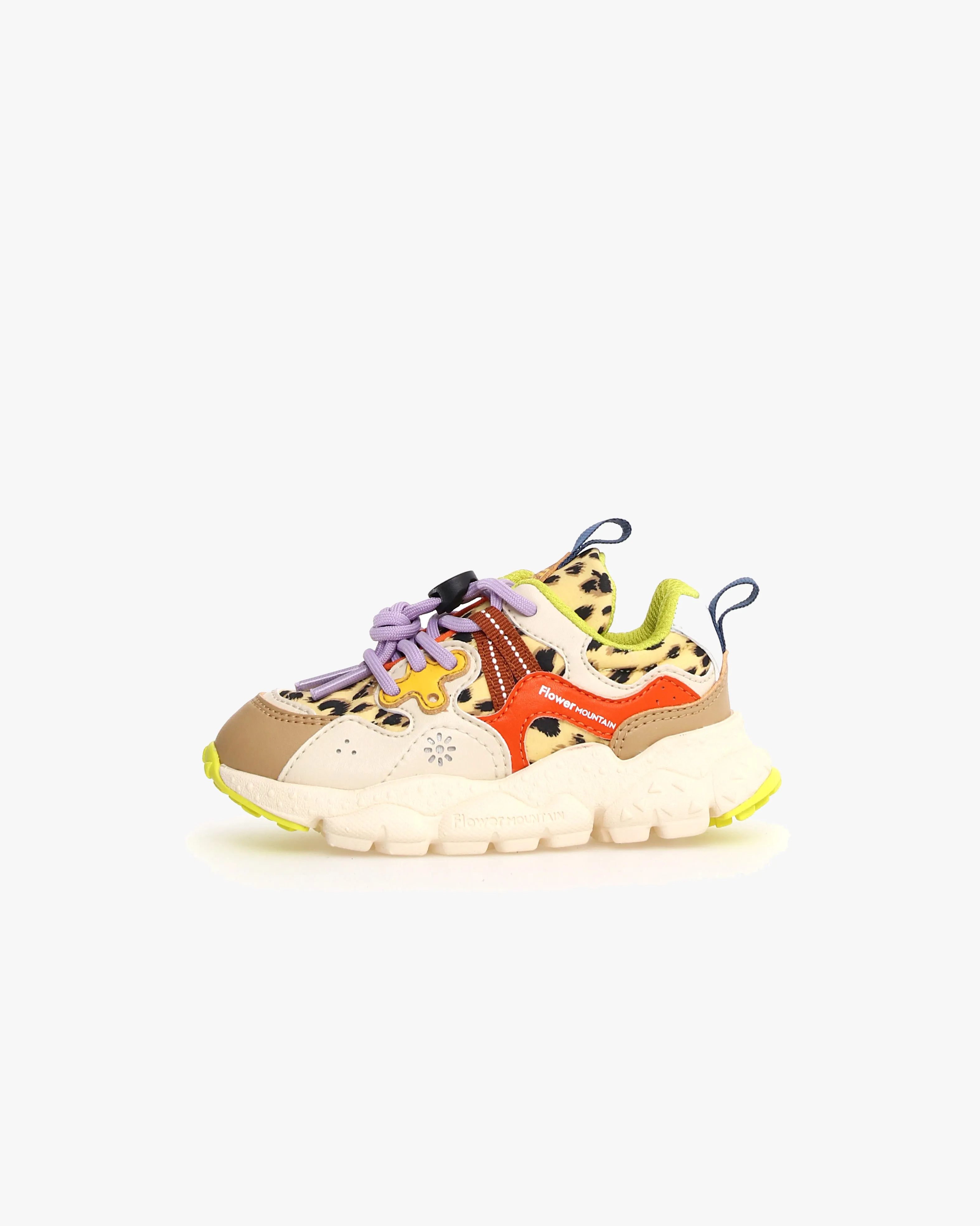 Flower Mountain Kids Yamano 3 E-Calf & Leopard Print - Sand / White / Zucca