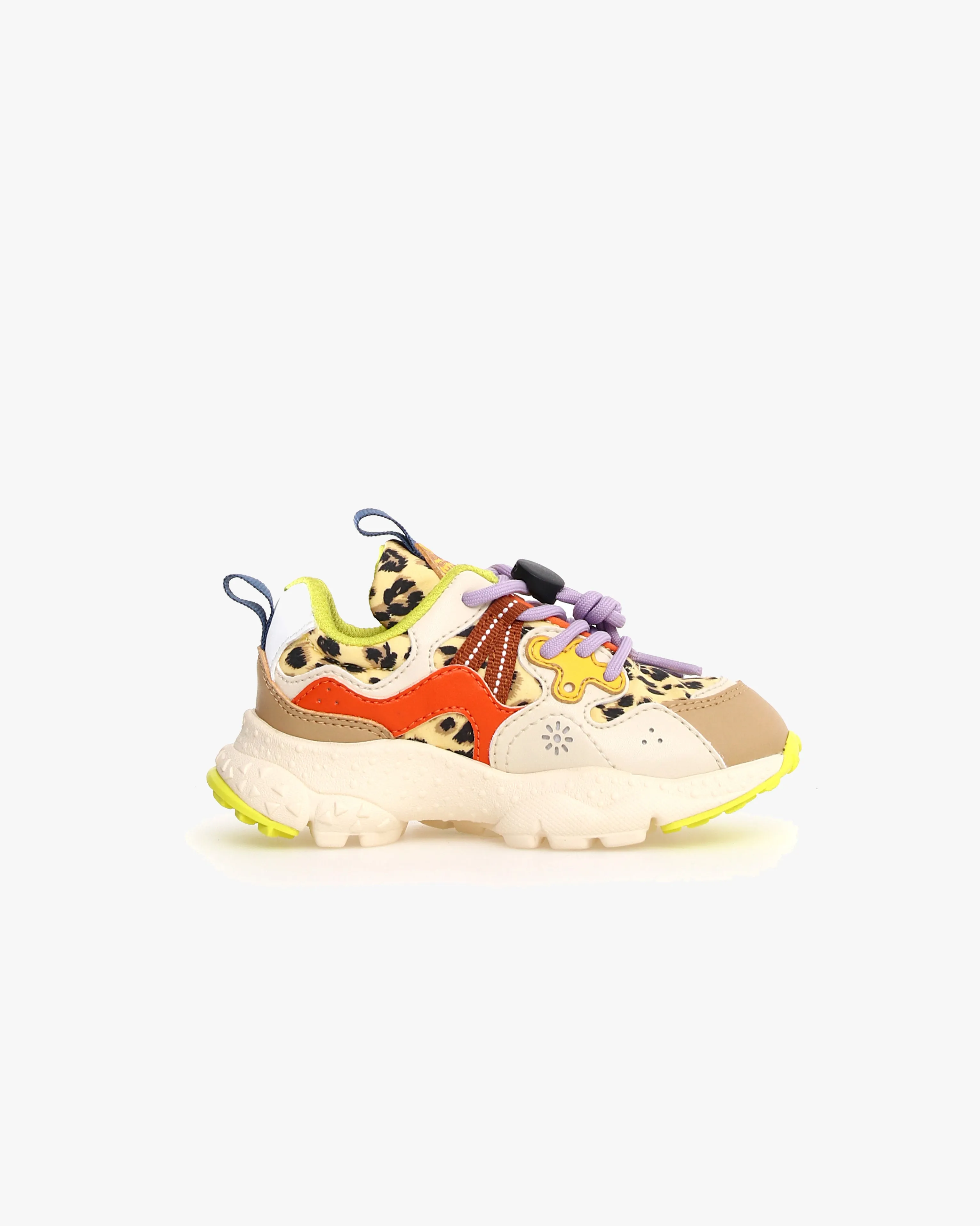 Flower Mountain Kids Yamano 3 E-Calf & Leopard Print - Sand / White / Zucca
