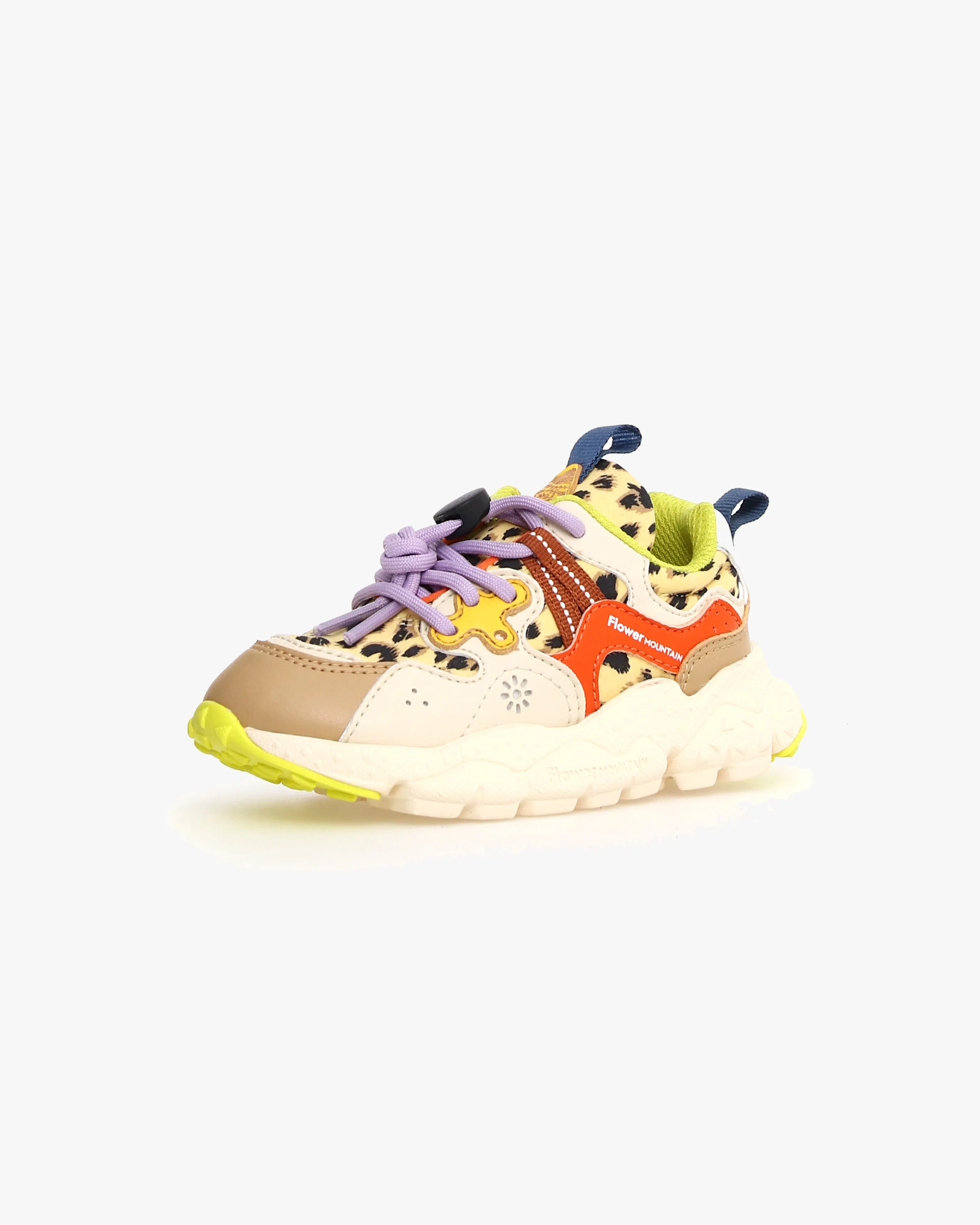 Flower Mountain Kids Yamano 3 E-Calf & Leopard Print - Sand / White / Zucca