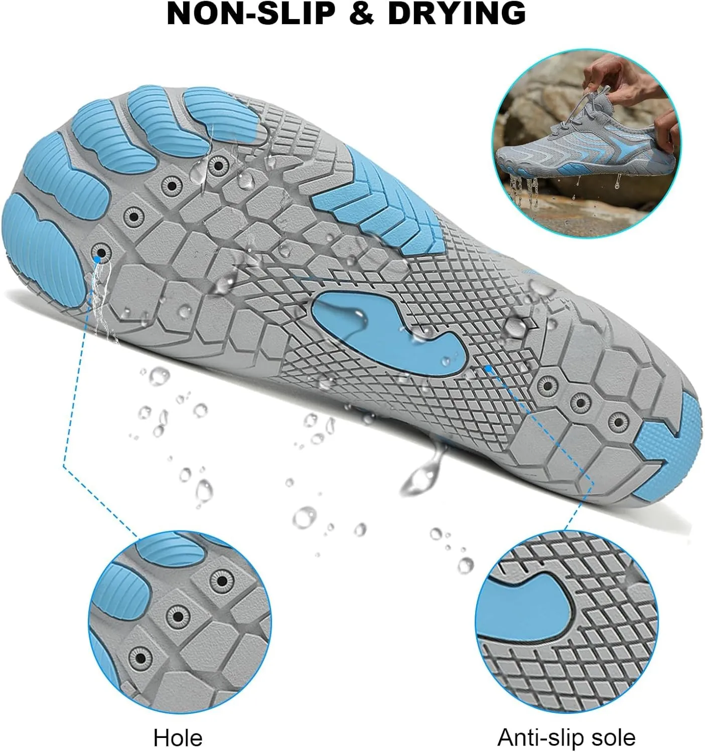 Footwear Pro Hike Barefoot Shoes for Women Men with Wide Toe Box, Healthy & Non-Slip Breathable Barefoot Shoes Beach Pool Swim Surf Walking Hiking Trail Running Shoes