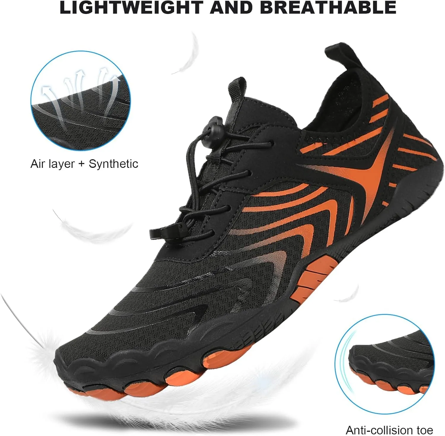 Footwear Pro Hike Barefoot Shoes for Women Men with Wide Toe Box, Healthy & Non-Slip Breathable Barefoot Shoes Beach Pool Swim Surf Walking Hiking Trail Running Shoes