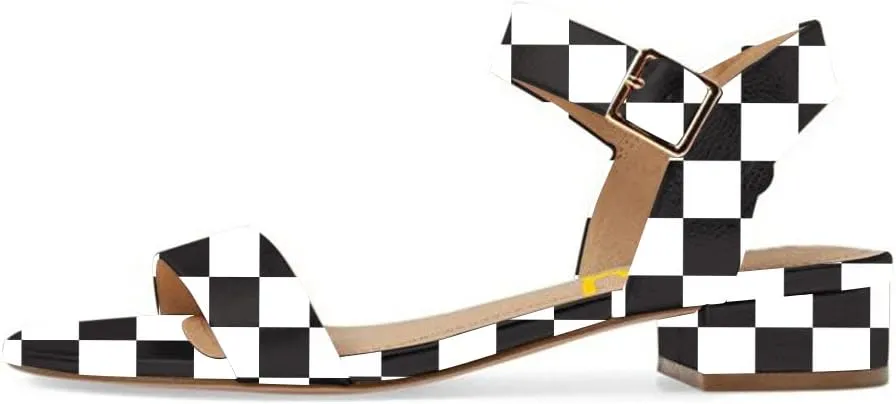 FSJ Women Casual Open Toe Block Low Heel Ankle Strap Sandals Comfort Summer Shoes Size 4-15 US