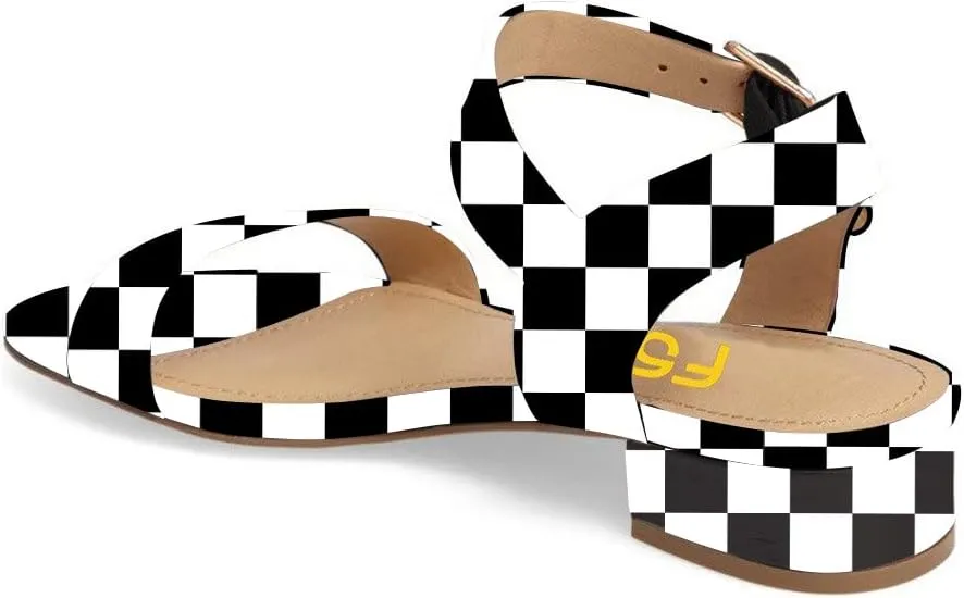 FSJ Women Casual Open Toe Block Low Heel Ankle Strap Sandals Comfort Summer Shoes Size 4-15 US