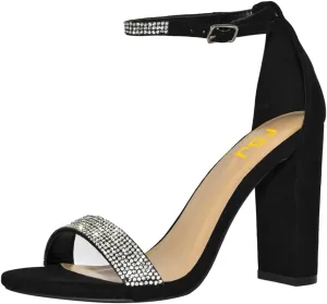 FSJ Women Classic Chunky High Heel Sandals Open Toe Ankle Strap Single Band Dress Shoe Size 4-15 US